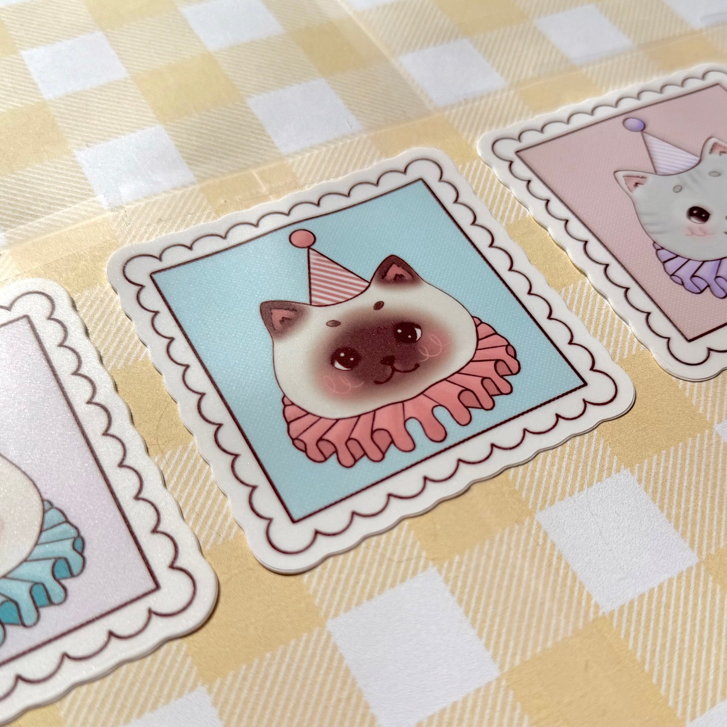 Pink Kitty Clown Stamp Sticker