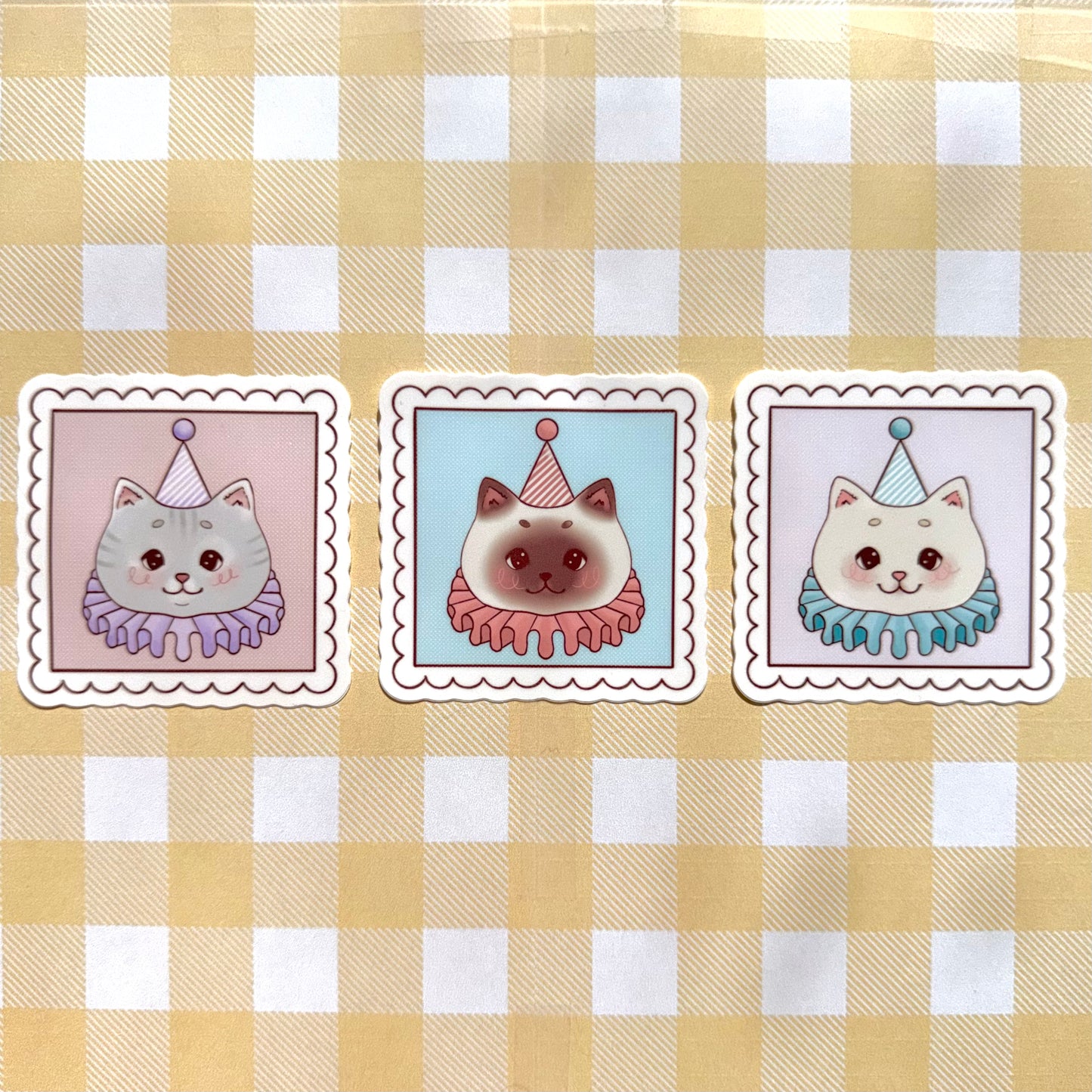 Purple Kitty Clown Stamp Sticker