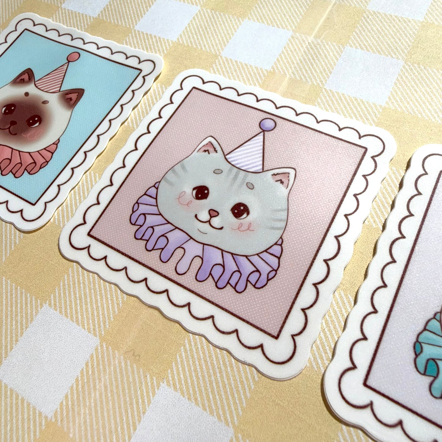 Purple Kitty Clown Stamp Sticker