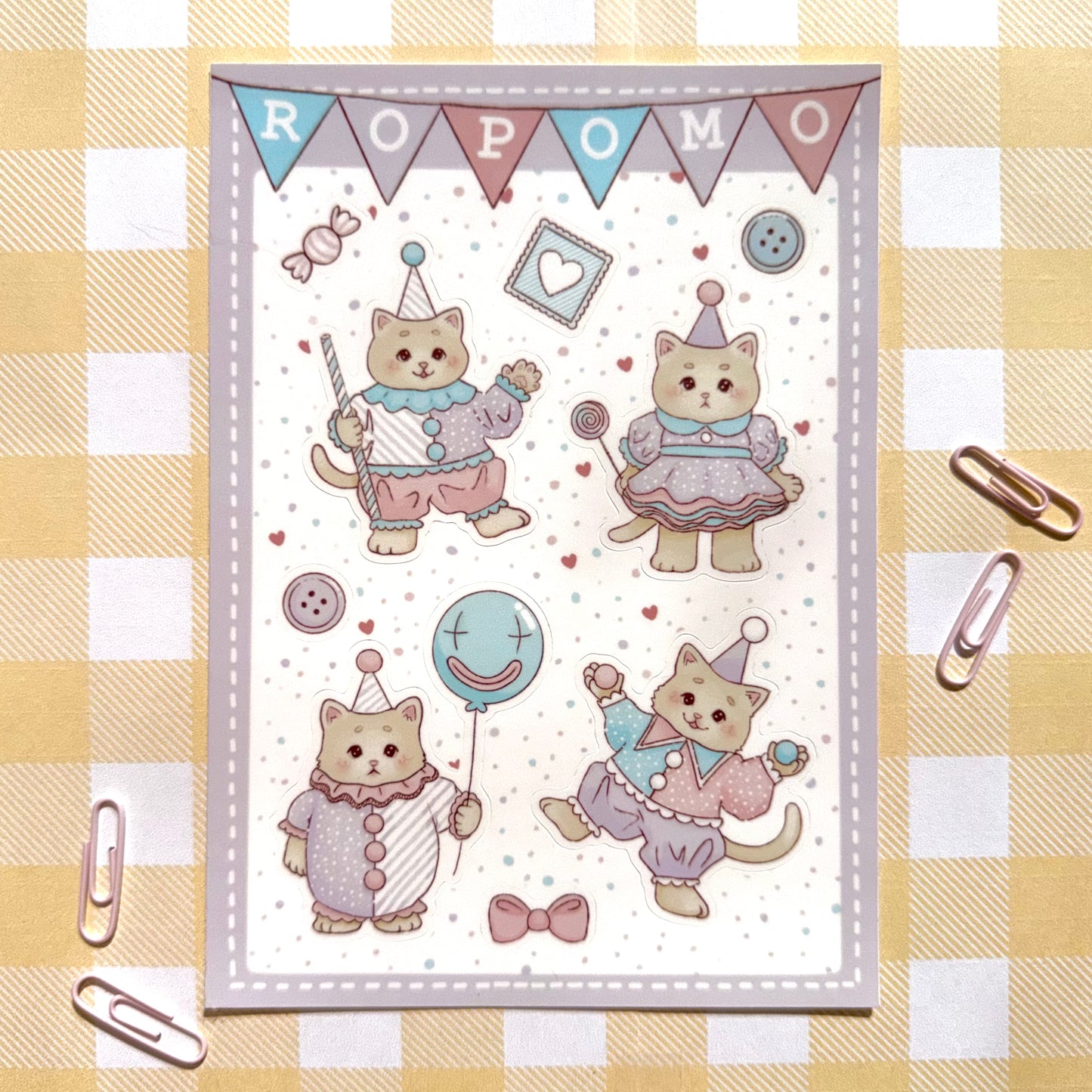 Clown Kitties Sticker Sheet